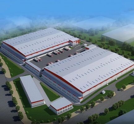 중국산 Q355/Q235 강재를 사용하여 건설된 강철 구조물 작업장